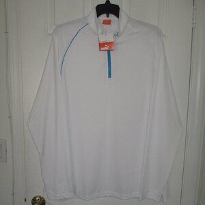 PUMA Mens L/S White 1/4 Zip Tennis Golf Wind Shirt NWT - Size XXL